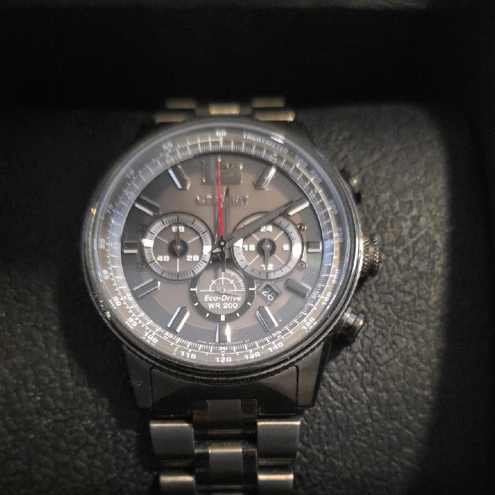Citizen Eco-Drive Black and Silver Watch